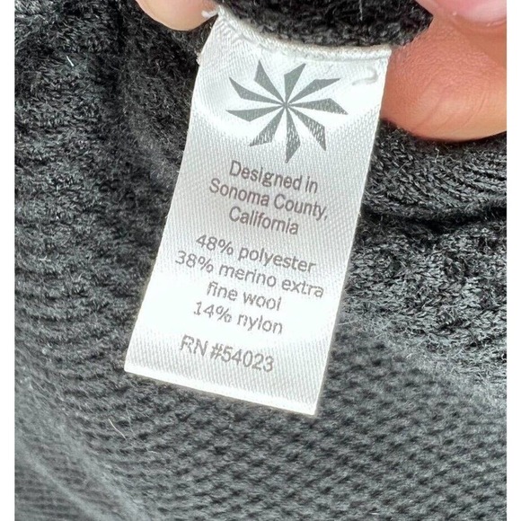ATHLETA Womens XXS Thermal Honeycomb Pullover Sweater Merino Wool Blend In Black - Picture 8 of 8